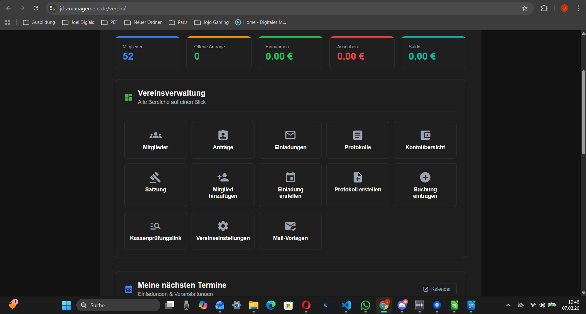 Vereins Dashboard